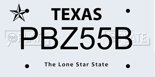 PBZ55B Texas License Plate