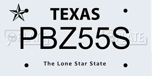 PBZ55S Texas License Plate
