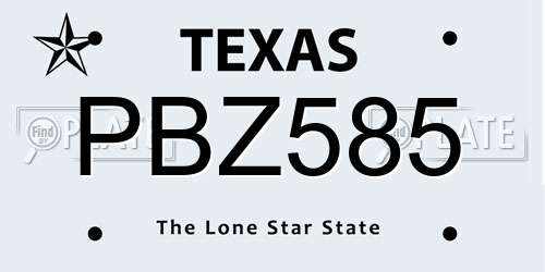 PBZ585 Texas License Plate