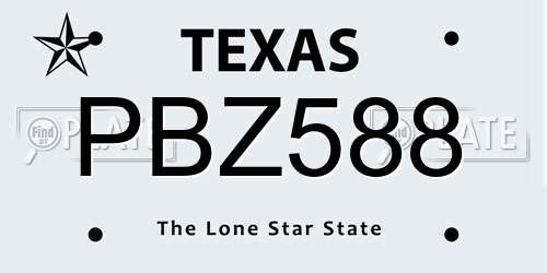 PBZ588 Texas License Plate