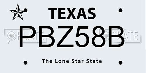 PBZ58B Texas License Plate