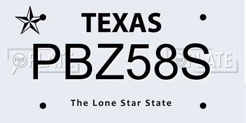 PBZ58S Texas License Plate