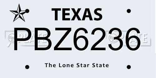 PBZ6236 Texas License Plate