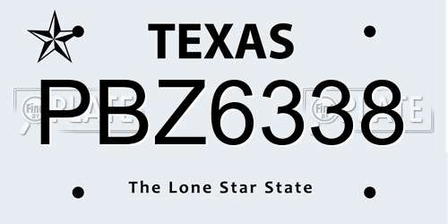 PBZ6338 Texas License Plate