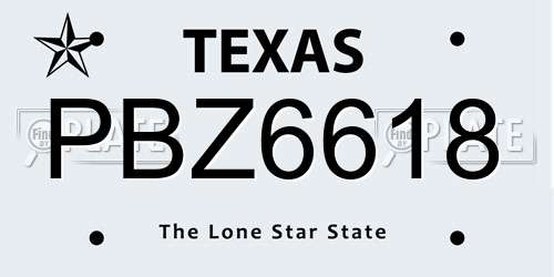 PBZ6618 Texas License Plate