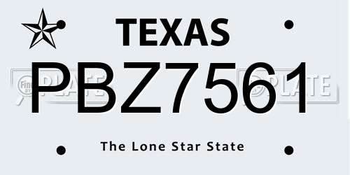 PBZ7561 Texas License Plate