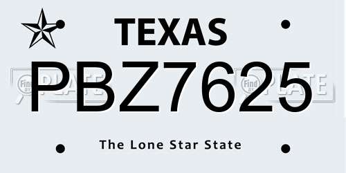 PBZ7625 Texas License Plate