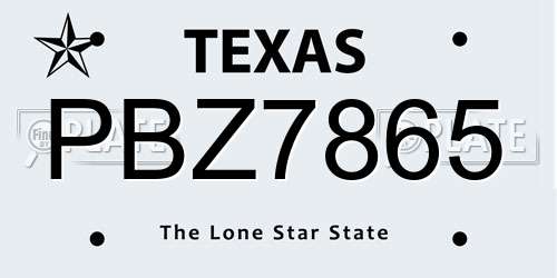 PBZ7865 Texas License Plate