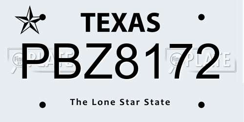 PBZ8172 Texas License Plate