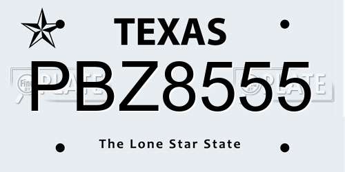 PBZ8555 Texas License Plate