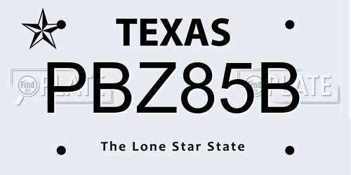 PBZ85B Texas License Plate