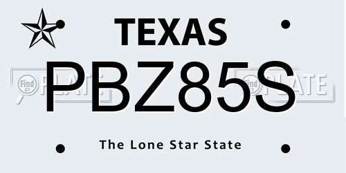 PBZ85S Texas License Plate