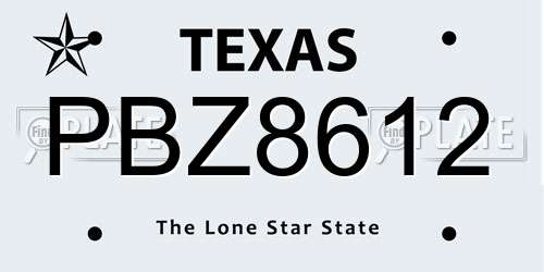 PBZ8612 Texas License Plate