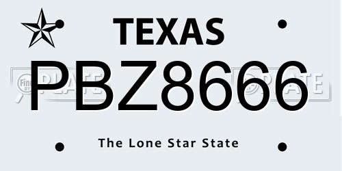 PBZ8666 Texas License Plate