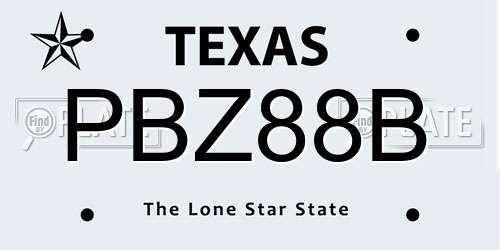 PBZ88B Texas License Plate