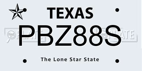 PBZ88S Texas License Plate