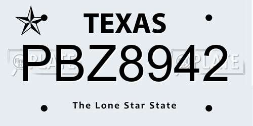 PBZ8942 Texas License Plate
