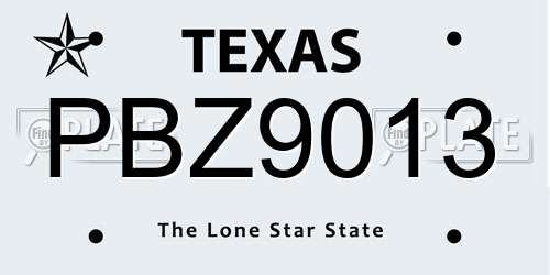 PBZ9013 Texas License Plate