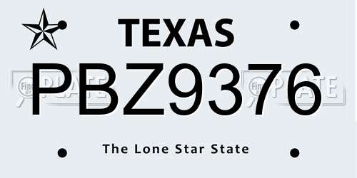 PBZ9376 Texas License Plate