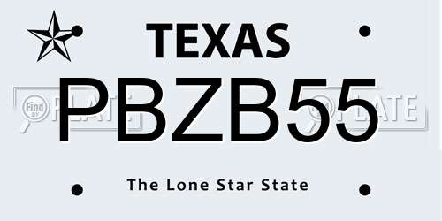 PBZB55 Texas License Plate