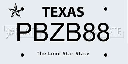 PBZB88 Texas License Plate