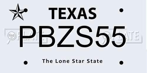 PBZS55 Texas License Plate