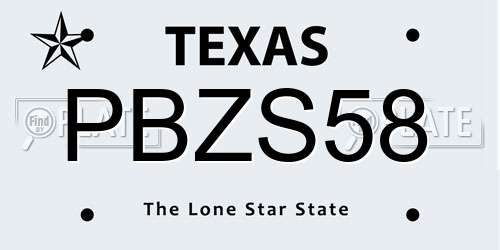 PBZS58 Texas License Plate