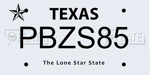 PBZS85 Texas License Plate