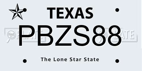 PBZS88 Texas License Plate