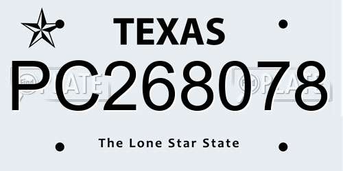 PC268078 Texas License Plate
