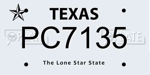 PC7135 Texas License Plate