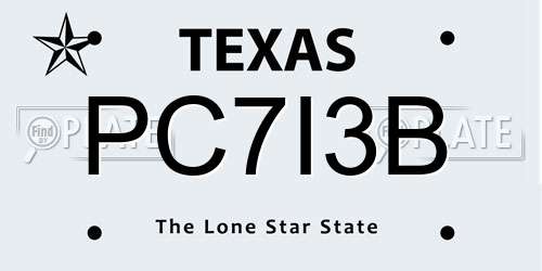 PC7I3B Texas License Plate