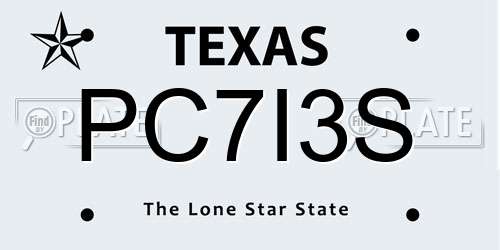 PC7I3S Texas License Plate