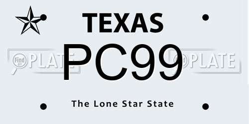 PC99 Texas License Plate