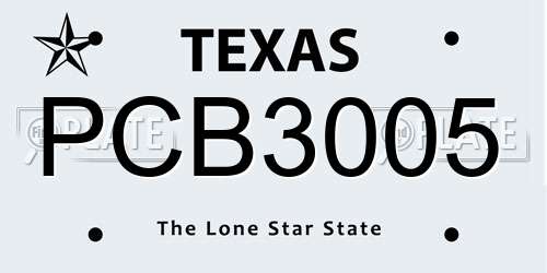 PCB3005 Texas License Plate