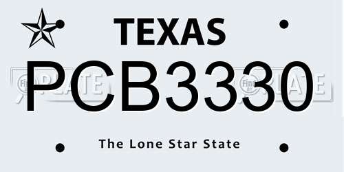 PCB3330 Texas License Plate