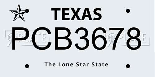 PCB3678 Texas License Plate