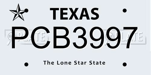 PCB3997 Texas License Plate