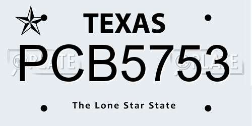 PCB5753 Texas License Plate