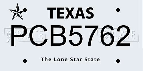 PCB5762 Texas License Plate