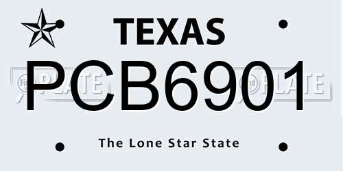 PCB6901 Texas License Plate