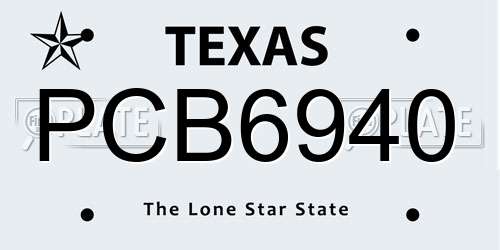 PCB6940 Texas License Plate