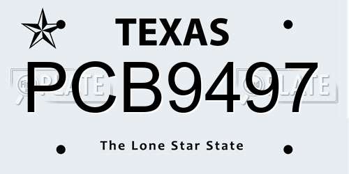 PCB9497 Texas License Plate