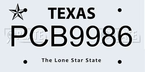 PCB9986 Texas License Plate