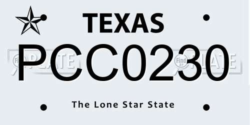 PCC0230 Texas License Plate