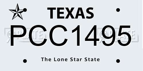 PCC1495 Texas License Plate