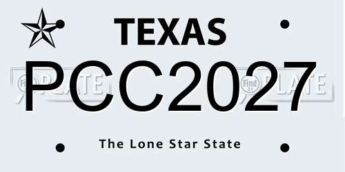 PCC2027 Texas License Plate