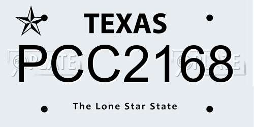 PCC2168 Texas License Plate