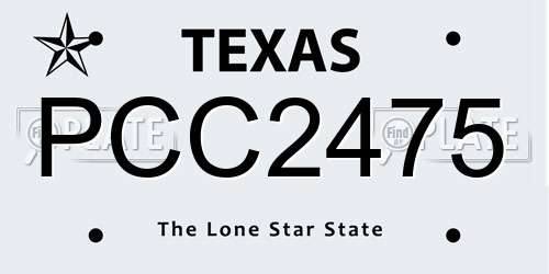 PCC2475 Texas License Plate