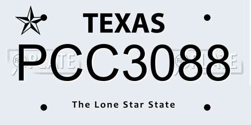 PCC3088 Texas License Plate
